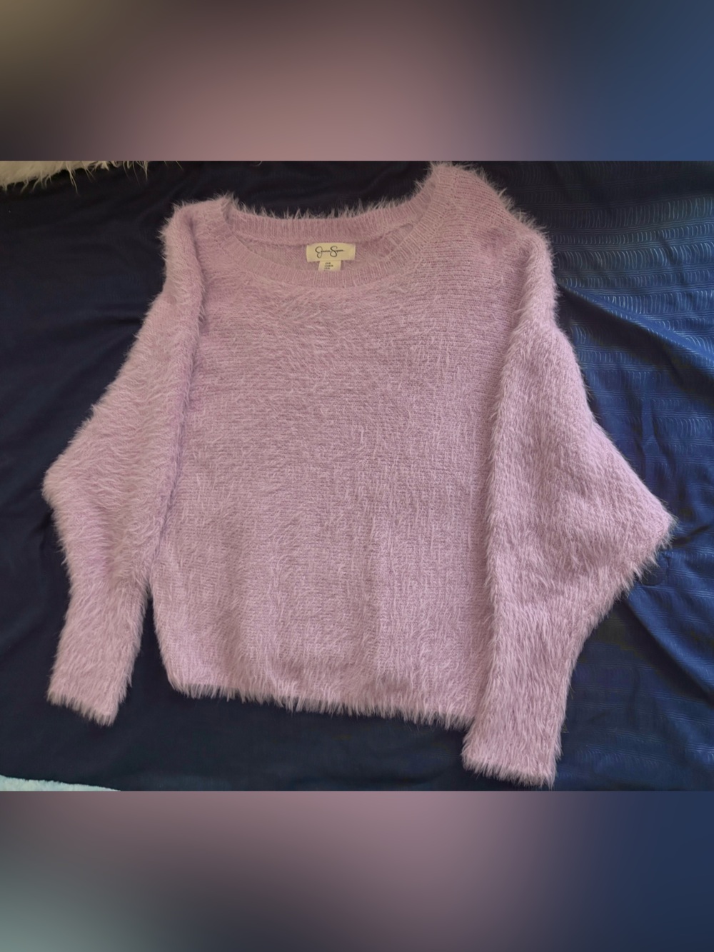 Jessica Simpson Pastel Lavender Fuzzy Crew Neck Sweater
